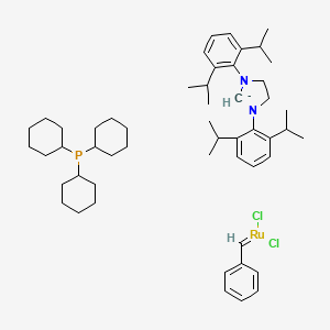 molecular formula C52H78Cl2N2PRu- B6595620 benzylidene(dichloro)ruthenium;1,3-bis[2,6-di(propan-2-yl)phenyl]imidazolidin-2-ide;tricyclohexylphosphane CAS No. 373640-75-6