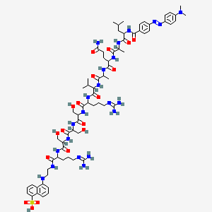molecular formula C70H104N22O18S B6595673 5-[2-[[2-[[2-[[2-[[2-[[2-[[2-[2-[[5-Amino-2-[2-[[2-[[4-[[4-(dimethylamino)phenyl]diazenyl]benzoyl]amino]-4-methylpentanoyl]amino]propanoylamino]-5-oxopentanoyl]amino]propanoylamino]-3-methylbutanoyl]amino]-5-(diaminomethylideneamino)pentanoyl]amino]-3-hydroxypropanoyl]amino]-3-hydroxypropanoyl]amino]-3-hydroxypropanoyl]amino]-5-(diaminomethylideneamino)pentanoyl]amino]ethylamino]naphthalene-1-sulfonic acid CAS No. 396716-14-6