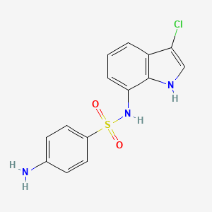 molecular formula C14H12ClN3O2S B6596596 Benzenesulfonamide, 4-amino-N-(3-chloro-1H-indol-7-yl)- CAS No. 165668-25-7