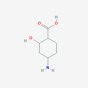 molecular formula C7H13NO3 B065968 Cyclohexanecarboxylic acid, 4-amino-2-hydroxy-(9CI) CAS No. 173731-97-0