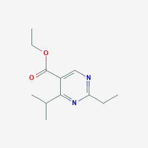 molecular formula C12H18N2O2 B6597517 Ethyl 2-ethyl-4-propan-2-ylpyrimidine-5-carboxylate CAS No. 887410-44-8
