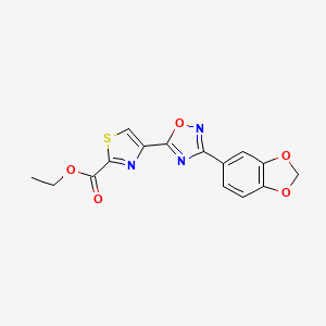 molecular formula C15H11N3O5S B6598559 ethyl 4-[3-(2H-1,3-benzodioxol-5-yl)-1,2,4-oxadiazol-5-yl]-1,3-thiazole-2-carboxylate CAS No. 1803603-51-1