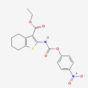 molecular formula C18H18N2O6S B6599934 Ethyl 2-(((4-nitrophenoxy)carbonyl)amino)-4,5,6,7-tetrahydrobenzo[b]thiophene-3-carboxylate CAS No. 1820016-84-9