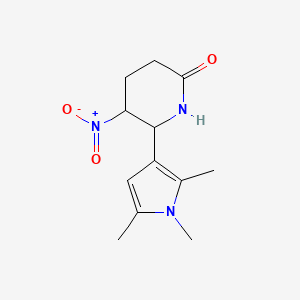 molecular formula C12H17N3O3 B6600567 5-nitro-6-(1,2,5-trimethyl-1H-pyrrol-3-yl)piperidin-2-one CAS No. 1803588-25-1