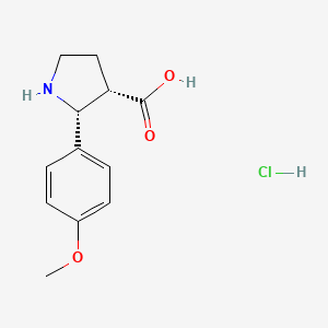 molecular formula C12H16ClNO3 B6600695 rac-(2R,3S)-2-(4-methoxyphenyl)pyrrolidine-3-carboxylic acid hydrochloride CAS No. 1955548-73-8