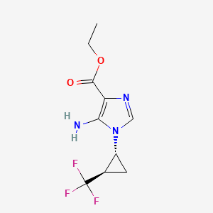 molecular formula C10H12F3N3O2 B6602249 ethyl5-amino-1-[2-(trifluoromethyl)cyclopropyl]-1H-imidazole-4-carboxylate,trans CAS No. 2307777-66-6
