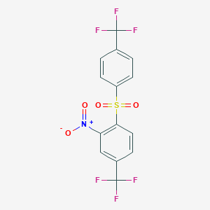 molecular formula C14H7F6NO4S B6602396 2-nitro-4-(trifluoromethyl)-1-[4-(trifluoromethyl)benzenesulfonyl]benzene CAS No. 2191556-43-9