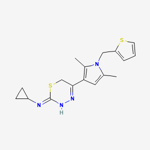 molecular formula C17H20N4S2 B6602663 N-cyclopropyl-5-[2,5-dimethyl-1-(thiophen-2-ylmethyl)-1H-pyrrol-3-yl]-6H-1,3,4-thiadiazin-2-amine CAS No. 924122-31-6