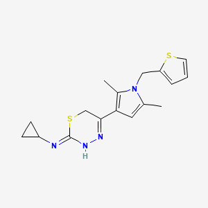 B6602663 N-cyclopropyl-5-{2,5-dimethyl-1-[(thiophen-2-yl)methyl]-1H-pyrrol-3-yl}-6H-1,3,4-thiadiazin-2-amine CAS No. 924122-31-6