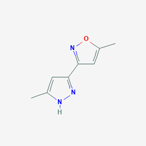 molecular formula C8H9N3O B6603344 Isoxazole, 5-methyl-3-(5-methyl-1H-pyrazol-3-yl)- (9CI) CAS No. 35592-90-6
