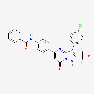 molecular formula C26H16ClF3N4O2 B6604161 N-{4-[3-(4-chlorophenyl)-7-oxo-2-(trifluoromethyl)-1H,7H-pyrazolo[1,5-a]pyrimidin-5-yl]phenyl}benzamide 