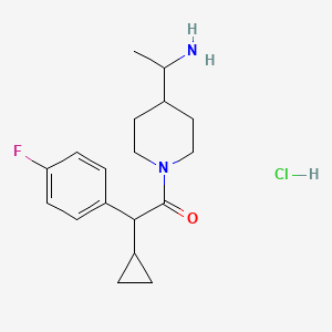 1-[4-(1-aminoethyl)piperidin-1-yl]-2-cyclopropyl-2-(4-fluorophenyl)ethan-1-one hydrochloride