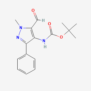 molecular formula C16H19N3O3 B6605538 tert-butyl N-(5-formyl-1-methyl-3-phenyl-1H-pyrazol-4-yl)carbamate CAS No. 2230799-12-7