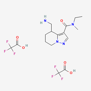 4-(aminomethyl)-N-ethyl-N-methyl-4H,5H,6H,7H-pyrazolo[1,5-a]pyridine-3-carboxamide, bis(trifluoroacetic acid)