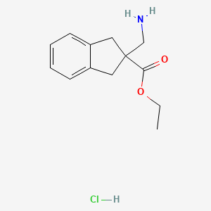 B6606272 ethyl 2-(aminomethyl)-2,3-dihydro-1H-indene-2-carboxylate hydrochloride CAS No. 1072856-87-1