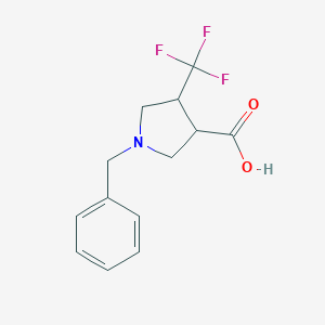 molecular formula C13H14F3NO2 B066071 1-Benzyl-4-(trifluoromethyl)pyrrolidine-3-carboxylic acid CAS No. 169750-31-6