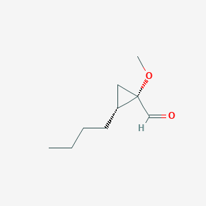 molecular formula C9H16O2 B066077 Cyclopropanecarboxaldehyde, 2-butyl-1-methoxy-, (1R,2S)-rel-(9CI) CAS No. 193070-58-5