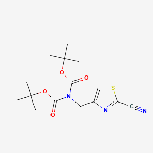 molecular formula C15H21N3O4S B6607783 tert-butyl N-[(tert-butoxy)carbonyl]-N-[(2-cyano-1,3-thiazol-4-yl)methyl]carbamate CAS No. 2839139-27-2