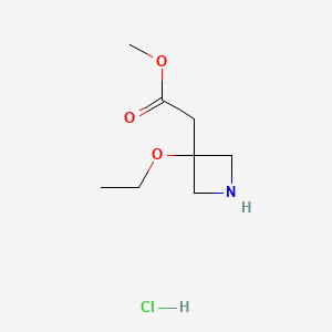 molecular formula C8H16ClNO3 B6608072 methyl2-(3-ethoxyazetidin-3-yl)acetatehydrochloride CAS No. 2839138-59-7