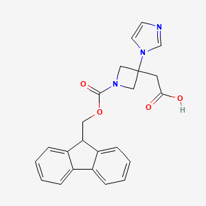 molecular formula C23H21N3O4 B6608232 2-(1-{[(9H-fluoren-9-yl)methoxy]carbonyl}-3-(1H-imidazol-1-yl)azetidin-3-yl)acetic acid CAS No. 2839156-50-0