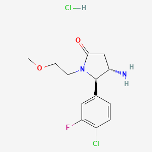 molecular formula C13H17Cl2FN2O2 B6608557 rac-(4R,5S)-4-amino-5-(4-chloro-3-fluorophenyl)-1-(2-methoxyethyl)pyrrolidin-2-one hydrochloride, trans CAS No. 2227695-93-2