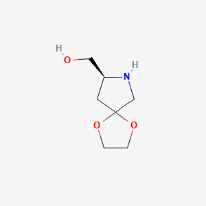 molecular formula C7H13NO3 B6608572 [(8S)-1,4-dioxa-7-azaspiro[4.4]nonan-8-yl]methanol CAS No. 2380764-43-0