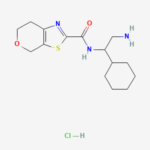 molecular formula C15H24ClN3O2S B6609207 N-(2-amino-1-cyclohexylethyl)-4H,6H,7H-pyrano[4,3-d][1,3]thiazole-2-carboxamide hydrochloride CAS No. 2639463-60-6