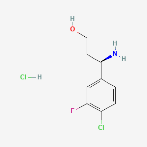B6609459 (3R)-3-amino-3-(4-chloro-3-fluorophenyl)propan-1-ol hydrochloride CAS No. 2866253-73-6