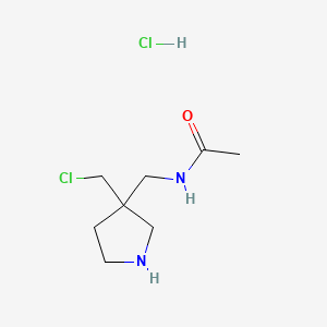 molecular formula C8H16Cl2N2O B6610327 N-{[3-(chloromethyl)pyrrolidin-3-yl]methyl}acetamide hydrochloride CAS No. 2763776-85-6