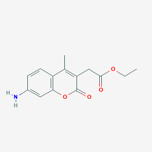 molecular formula C14H15NO4 B6612375 ethyl 2-(7-amino-4-methyl-2-oxo-2H-chromen-3-yl)acetate CAS No. 942420-20-4