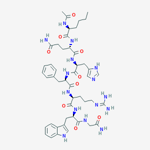 molecular formula C47H65N15O9 B066132 (2S)-2-[[(2S)-2-Acetamidohexanoyl]amino]-N-[(2S)-1-[[(2R)-1-[[(2S)-1-[[(2R)-1-[(2-amino-2-oxoethyl)amino]-3-(1H-indol-3-yl)-1-oxopropan-2-yl]amino]-5-(diaminomethylideneamino)-1-oxopentan-2-yl]amino]-1-oxo-3-phenylpropan-2-yl]amino]-3-(1H-imidazol-5-yl)-1-oxopropan-2-yl]pentanediamide CAS No. 172617-89-9
