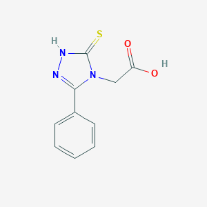 molecular formula C10H9N3O2S B066155 (3-Phenyl-5-thioxo-1,5-dihydro-[1,2,4]triazol-4-yl)-acetic acid CAS No. 185034-18-8
