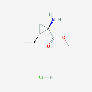 molecular formula C7H14ClNO2 B6616610 rac-methyl(1R,2R)-1-amino-2-ethylcyclopropane-1-carboxylatehydrochloride,cis CAS No. 2377869-63-9