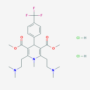 molecular formula C25H36Cl2F3N3O4 B6617507 3,5-dimethyl2,6-bis[2-(dimethylamino)ethyl]-1-methyl-4-[4-(trifluoromethyl)phenyl]-1,4-dihydropyridine-3,5-dicarboxylatedihydrochloride CAS No. 1439268-65-1