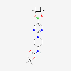 molecular formula C20H33BN4O4 B6617521 Tert-butyl (1-(5-(4,4,5,5-tetramethyl-1,3,2-dioxaborolan-2-yl)pyrimidin-2-yl)piperidin-4-yl)carbamate CAS No. 1202805-37-5