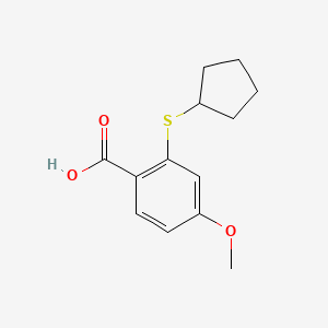 molecular formula C13H16O3S B6617867 2-(cyclopentylsulfanyl)-4-methoxybenzoic acid CAS No. 1501584-19-5