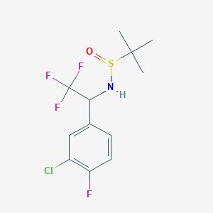 molecular formula C12H14ClF4NOS B6618464 N-[1-(3-chloro-4-fluorophenyl)-2,2,2-trifluoroethyl]-2-methylpropane-2-sulfinamide CAS No. 1803590-70-6