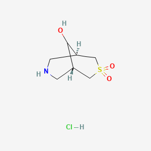 B6618489 (1R,5S,9s)-9-hydroxy-3lambda6-thia-7-azabicyclo[3.3.1]nonane-3,3-dione hydrochloride CAS No. 1691197-36-0