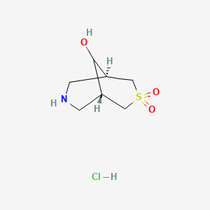 molecular formula C7H14ClNO3S B6618498 rac-(1R,5S,9r)-9-hydroxy-3lambda6-thia-7-azabicyclo[3.3.1]nonane-3,3-dione hydrochloride CAS No. 1690364-44-3
