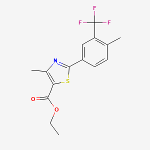 molecular formula C15H14F3NO2S B6618693 ethyl 4-methyl-2-[4-methyl-3-(trifluoromethyl)phenyl]-1,3-thiazole-5-carboxylate CAS No. 2126160-03-8