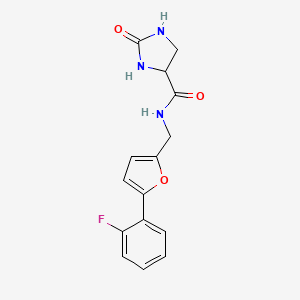 molecular formula C15H14FN3O3 B6619849 N-[[5-(2-fluorophenyl)furan-2-yl]methyl]-2-oxoimidazolidine-4-carboxamide 