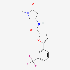 molecular formula C17H15F3N2O3 B6619855 N-(1-methyl-5-oxopyrrolidin-3-yl)-5-[3-(trifluoromethyl)phenyl]furan-2-carboxamide 