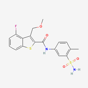 molecular formula C18H17FN2O4S2 B6619926 4-fluoro-3-(methoxymethyl)-N-(4-methyl-3-sulfamoylphenyl)-1-benzothiophene-2-carboxamide 