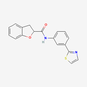 molecular formula C18H14N2O2S B6620324 N-[3-(1,3-thiazol-2-yl)phenyl]-2,3-dihydro-1-benzofuran-2-carboxamide 