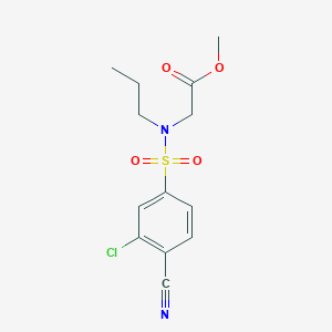 molecular formula C13H15ClN2O4S B6620561 Methyl 2-[(3-chloro-4-cyanophenyl)sulfonyl-propylamino]acetate 
