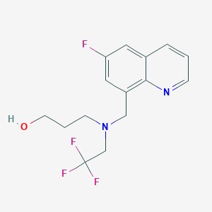 molecular formula C15H16F4N2O B6620952 3-[(6-Fluoroquinolin-8-yl)methyl-(2,2,2-trifluoroethyl)amino]propan-1-ol 