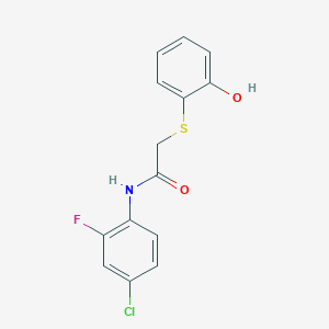 molecular formula C14H11ClFNO2S B6620971 N-(4-chloro-2-fluorophenyl)-2-(2-hydroxyphenyl)sulfanylacetamide 