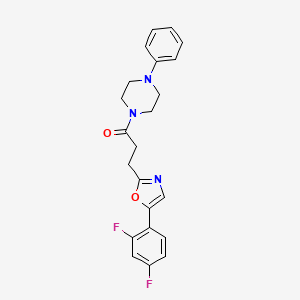 molecular formula C22H21F2N3O2 B6621071 3-[5-(2,4-Difluorophenyl)-1,3-oxazol-2-yl]-1-(4-phenylpiperazin-1-yl)propan-1-one 