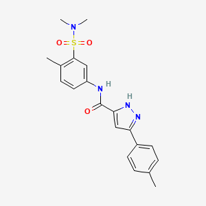 molecular formula C20H22N4O3S B6621088 N-[3-(dimethylsulfamoyl)-4-methylphenyl]-3-(4-methylphenyl)-1H-pyrazole-5-carboxamide 