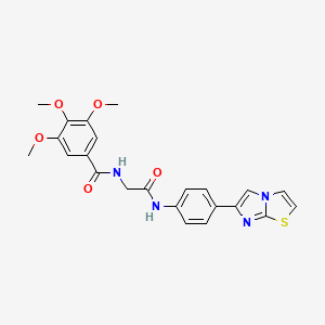 molecular formula C23H22N4O5S B6621240 N-[2-(4-imidazo[2,1-b][1,3]thiazol-6-ylanilino)-2-oxoethyl]-3,4,5-trimethoxybenzamide 